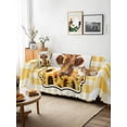 thumbnail image 3 of Yellow Yak Couch Cover, Sunflowers Checkered Elegant Pastoral Buffalo Sofa Cover Blanket for 2 Seat Cushion, Sectional Sofa Slipcover Furniture Protector for Living Room Bedroom 71''x102'', 3 of 9