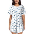 thumbnail image 1 of Fotbe Cute Shark Conjunto de Pijama Estampado para Mujer, 2 Piezas, Ropa de Dormir con Camiseta de Manga Corta y Shorts Suaves-Large, 1 of 6
