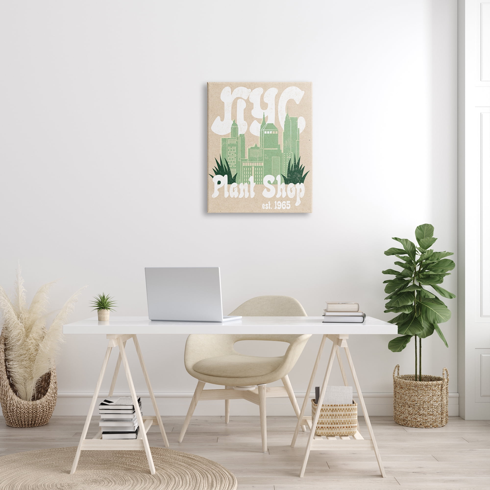 Stupell Industries NYC Plant Shop Est. 1965 Retro Green Skyline, 24 x 30, Design by Daphne Polselli