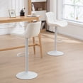 thumbnail image 4 of Kidol & Shellder Bar Stools Set of 2 White PU Leather Swivel Adjustable Kitchen Barstools with Back, 4 of 7