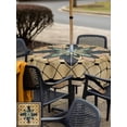 thumbnail image 5 of Outdoor Tablecloth with Umbrella Hole for Patio/Picnic/Party/Camping, Vintage Geometric Waterproof Table Cloth Square Cover Washable, Green Brown Abstract Plaid Checkered (60"x 60"), 5 of 8