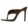 thumbnail image 3 of FSJ Women Round Open Toe Thong Stiletto Mule Sandals High Heel Slip On Flip Flops Comfortable Summer Shoes Size 6.5 Brown, 3 of 4