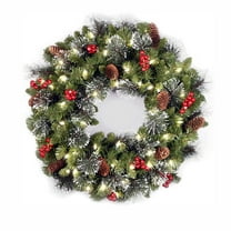 Tarmeek Christmas Wreaths Decorations with LED Lights String, Pine Cones and Berry Clusters, Artificial Pine Garland Christmas Decoration for Christmas Table Fireplace Wall Home Decoration