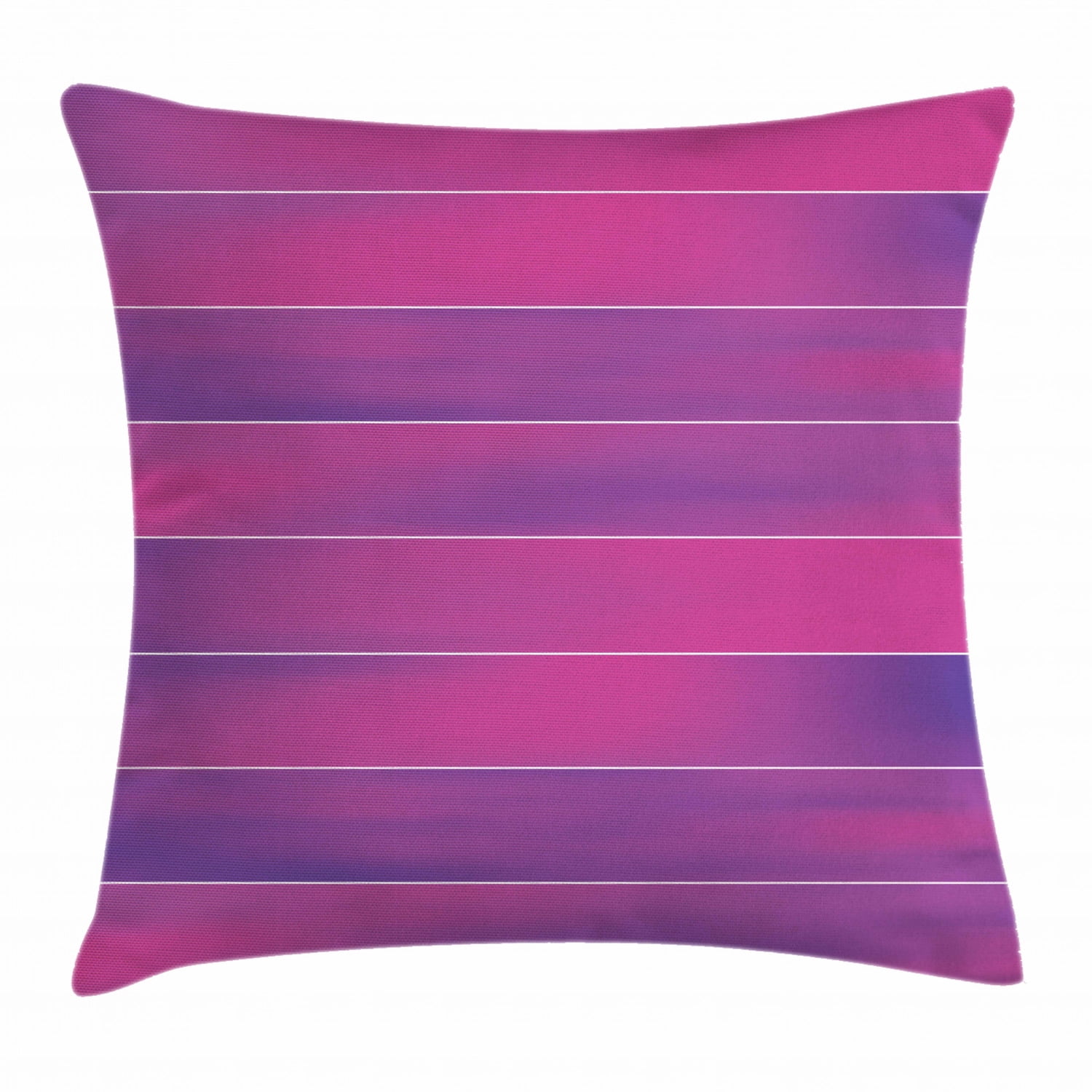 Hot Pink Throw Pillow Cushion Cover, Horizontal Color Bands Stripes