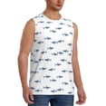 thumbnail image 2 of Fotbe Men's Party Shark Cute Print Men's Sleeveless Muscle Tank Tops Casual T-Shirts for Gym Workout Beach-Small, 2 of 8