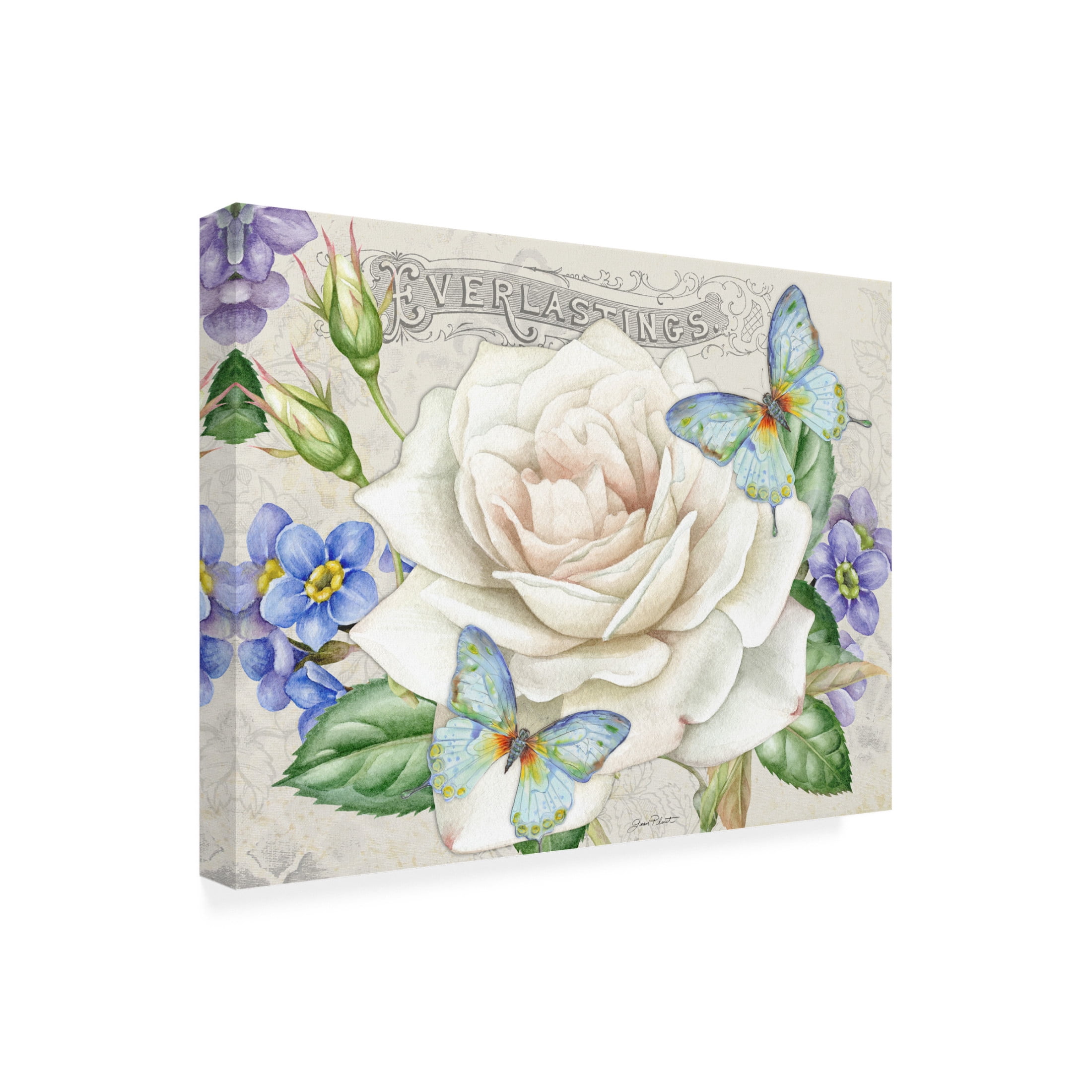 Canvas Wall Art - Jean Plout 'Rose Garden in Bloom A' Wall Art for Living Room, Bedroom, or Office Décor by Trademark Fine Art - 24 x 18 Inches