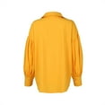thumbnail image 4 of CIENVNSTG Women's 2026 Spring Fall Trendy Casual Lapel Button Down Shirt Lantern Puff Long Sleeve V Neck Loose Solid Plus Size Oversized Blouse Top Breathable Office Work Daily Outfit Yellow 4XL, 4 of 6