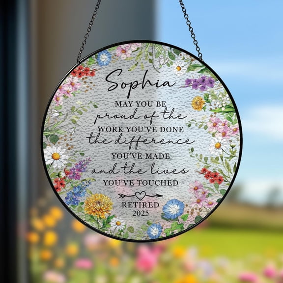 Retirement Gifts, Personalized Retirement Stained Glass Suncatcher, Retirement Keepsake, Coworker Gifts, Gift Ideas for Her Retiring 2025