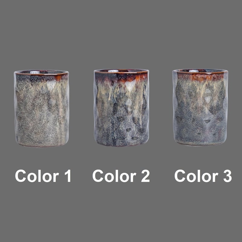 Ceramic Utensil Holder Set of 4, Large Countertop Kitchen Utensil Crocks 7.25" & 5.25", Reactive Glaze, Non-Slip Textured Design, Speckled Black Purple