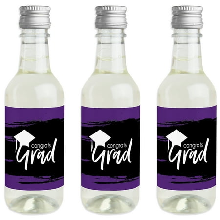 Purple Grad - Best is Yet to Come - Mini Wine and Champagne Bottle Label Stickers - Purple Graduation Party Favor (Best Champagne For Gift)