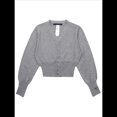 thumbnail image 3 of Cárdigan Corto de Larga con Cuello en V y Abertura Frontal para Mujer, Camisa de Otoño con Botones. Gris M, 3 of 6