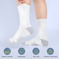 thumbnail image 2 of TELOLY 6 Pairs Athletic Crew Socks Cushion Running Socks Performance Breathable Sports Socks for Men Women White Size 9-12, 2 of 7
