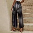 thumbnail image 4 of AherBiu Pantalon Grand pour Femmes Taille Haute à Cordon Rayé Décontracté Extérieur Tendance avec Poches, 4 of 6
