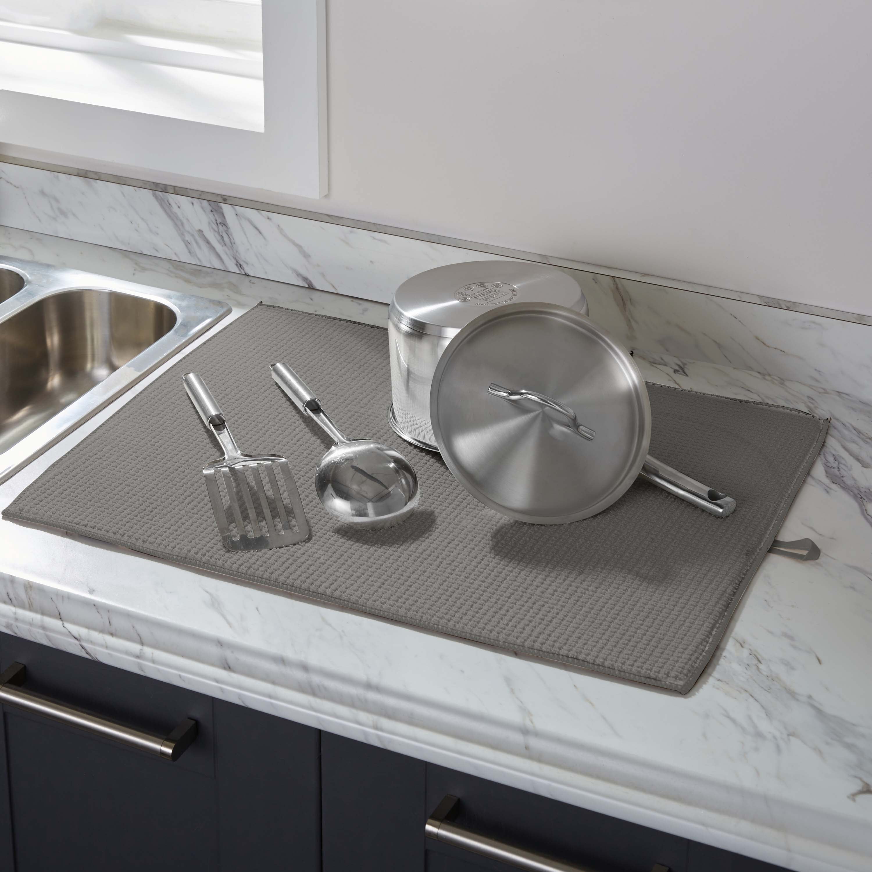 Kitchen Details 2 Pack Jumbo Drying Mats in Grey
