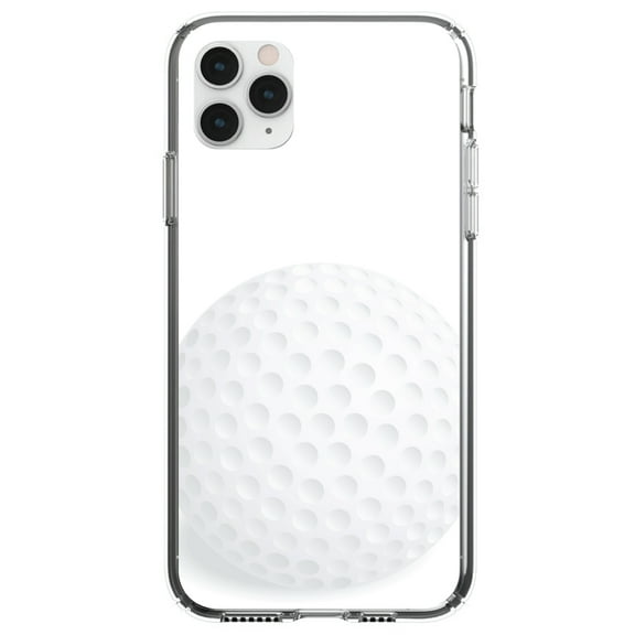 DistinctInk Clear Shockproof Hybrid Case for iPhone 13 (6.1" Screen) - TPU Bumper, Acrylic Back, Tempered Glass Screen Protector - White Golf Ball