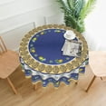 thumbnail image 3 of Yellow and Blue Tablecloth Round 60 Inch Spring Summer Lemon Table Cloth Washable Farmhouse Navy Blue Table Cover for Kitchen Dinner Room Holiday Picnic Party Camping Indoor Outdoor Decor, 3 of 6
