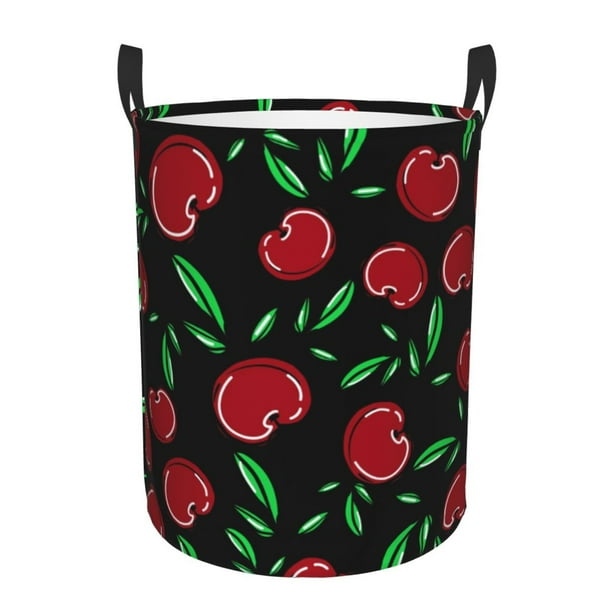 Fotbe Cherry Cesto de Ropa con Asas, Cesto Impermeable de Gran Capacidad, Bolsa de Lavado para Dormitorio, Cesto de Ropa con Ruedas y Asas-Medium