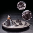 thumbnail image 2 of Quemador de incienso con reflujo de aromaterapia antiestrés con diseño de pico de montaña, estatua decorativa para el hogar para meditación, soporte de incienso multifunción, material cerámico,, 2 of 4