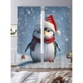 thumbnail image 2 of Christmas Winter Sheer Curtains 84 inches Long 2 Panels Set Snowflake Red Ball Funny Tiers Sheers Rod Pocket Small Window Short Curtains for Kitchen Cafe, Each 52" W x 84" L, 2 of 7