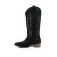 thumbnail image 3 of AZAR MAN Women's Western Cowboy Snip Toe Embroidered Leather Knee High Cowgirl Boots Wide Calf (Black, US Footwear Size System, Adult, Women, Numeric, Medium, 10), 3 of 6