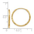 thumbnail image 2 of 14k Yellow Gold Satin Polished Hollow tube 1.25mm Sparkle Cut Endless Hoop Earrings Measures 17x17mm Wide 1.25mm Thick -, 2 of 2