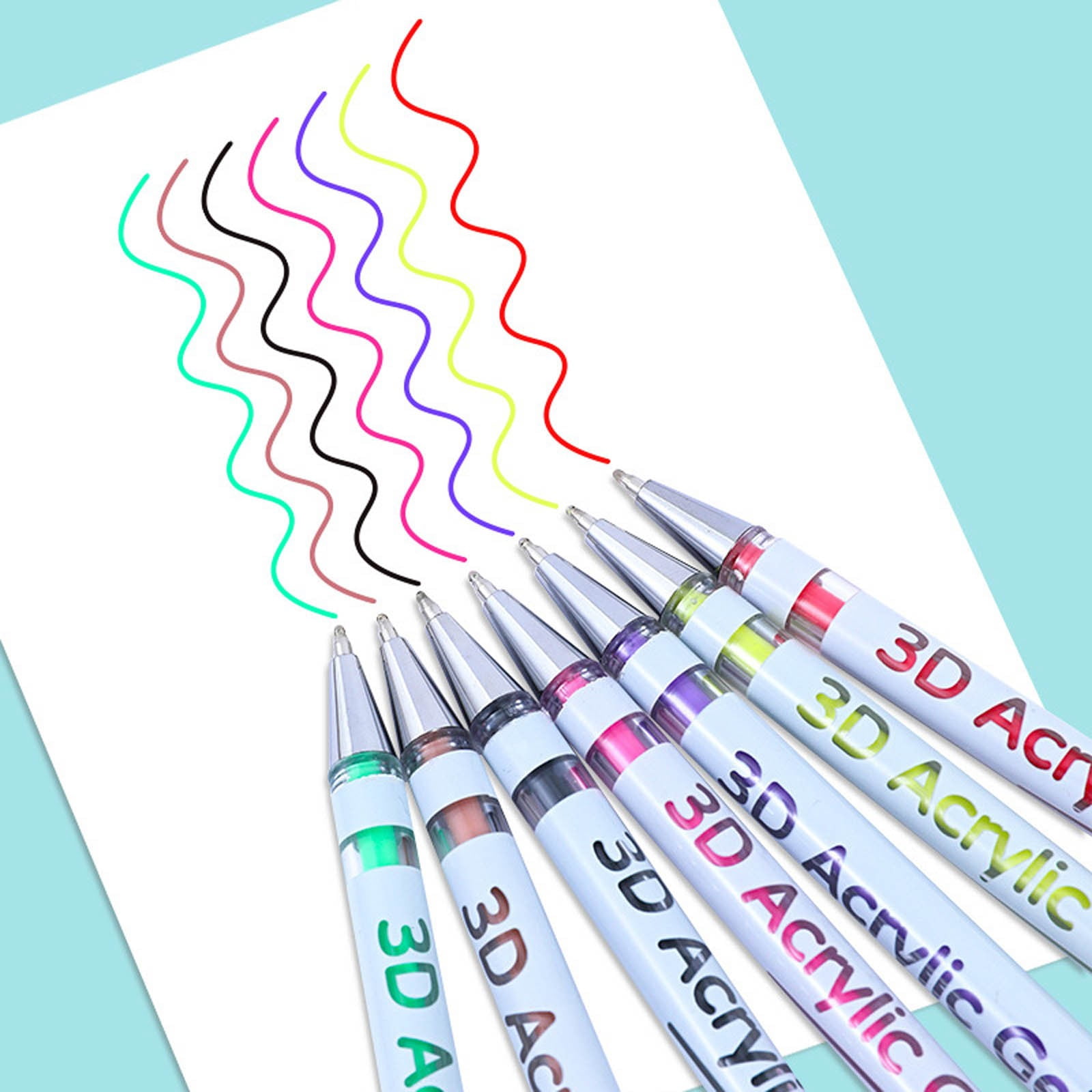 Eqslft 3D Acrylic Pen, 1.0 Mm 3D Acrylic Gel Pens Write 3D Acrylic Paint Markers Acrylic Pens Paint Pens Glitter Gel Pens Stick For Coloring Writing 1ML(12 Colors)