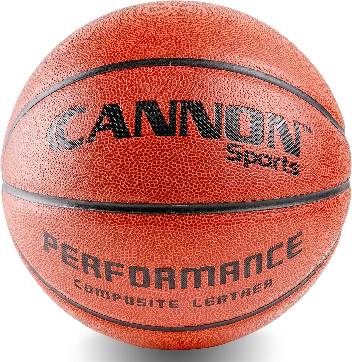Cannon Sports Leather Composite Official Size Basketball Indoor and Outdoor Play with Ball Pump (Official Size 7, 29.5", Orange)