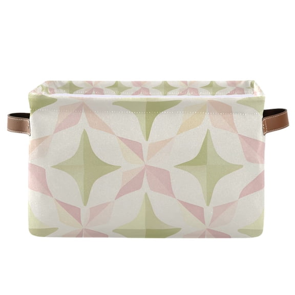 Yayeee Canvas Storage Basket with Handles for Shelves Fabric Bins Closet Organizer, Pastel Pink Geometric