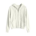 thumbnail image 5 of AGWOLF Womens Zip Up Hooded Cardigan Sweaters Knit Jacket Outerwear Long Sleeve Cardigans Fall Loose Casual Coats White M, 5 of 6