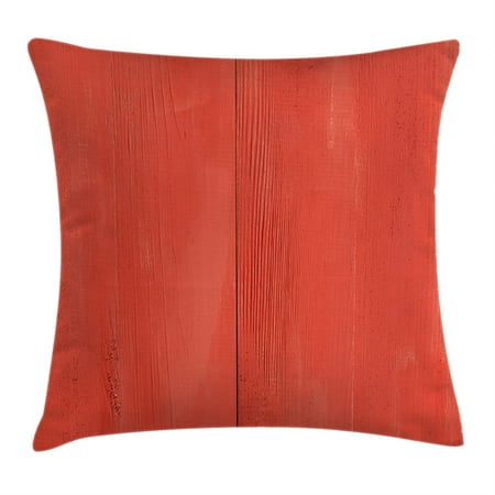 Walnut Lumber Wood Board - Coral Throw Pillow Cushion Cover, Vintage Wood Board Plank Texture Image Aged Barn Door Lumber Grunge Natural Surface, Decorative Square Accent Pillow Case, 18 X 18 Inches, Dark Coral, by Ambesonne