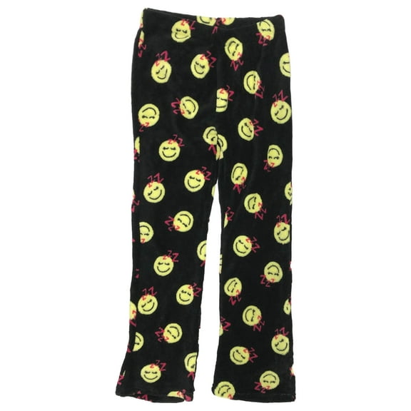 SO Junior Womens Black Sleepy Face Plush Lounge Sleep Pants Pajama Bottoms XL
