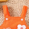 thumbnail image 6 of Odeerbi Baby Girls Clothes Halloween Pumpkin Print Rompers Corduroy Jumpsuits Flower Embroidery Corduroy Bib Onesie Bodysuit Orange, 6 of 8