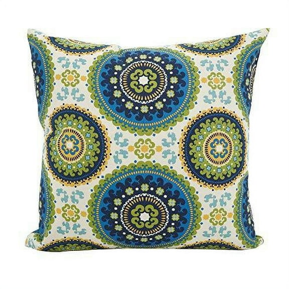 Fennco Styles Kaleidoscope Medallion Filled Decorative Throw Pillow – Crisp Blues & Citrons Cushion for Couch, Sofa, Bedroom, Office and Living Room Décor