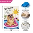 thumbnail image 4 of VOCHIC Welcome Summer Pool Garden Flag 12x18 Double Sided, Burlap Small Golden Retriever Dog Garden Yard House Flags Outside Outdoor Spring Seasonal Pool Porch Lawn Decoration (Only Flag), 4 of 6