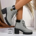 thumbnail image 4 of Mostsola Womens Combat Ankle Boots Lace up Chuncky Lug Sole Platform Low Heel Round Toe Booties, 4 of 7