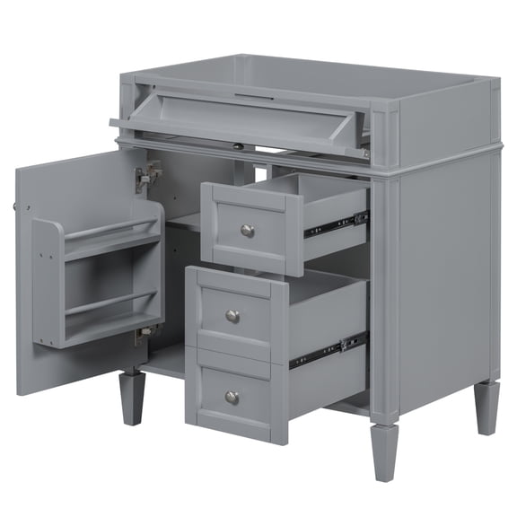 Miekor Furniture 30" Bathroom Vanity without Top Sink, Modern Bathroom Storage Cabinet with 2 Drawers and a Tip-out Drawer 37116
