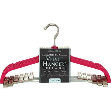Simplify Velvet Suit Hanger with Clips, 6 Pack