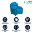 thumbnail image 4 of Deluxe Padded Contemporary Turquoise Vinyl Kids Recliner with Storage Arms, 4 of 9