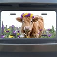 thumbnail image 7 of License Plate, Flowery crowned Cow Decorative Front,Personalized Stainless Steel License Plate Cover For Men Women,12.2" X 6.2", 7 of 7