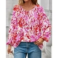 thumbnail image 6 of PRETTYGARDEN Boho Tops for Women Going Out Floral Long Sleeve Shirts Dressy Casual Work Blouses Drawstring Fall Outfits, 6 of 9