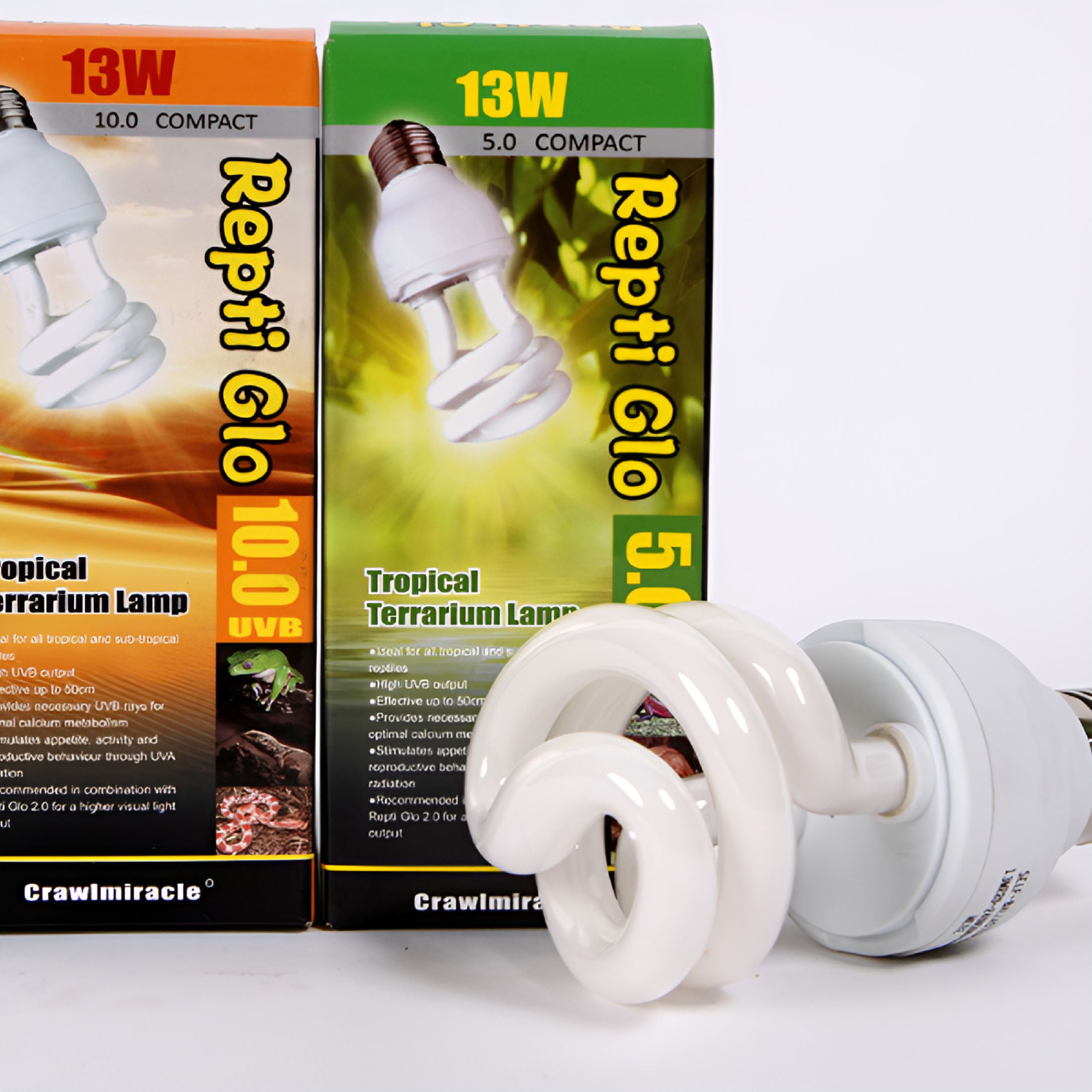 HIBIBUD UVA UVB Reptile Light 13W 5.0/10.0 Compact Fluorescent Terrarium Lamp for Tropical/Desert Reptiles and Amphibians