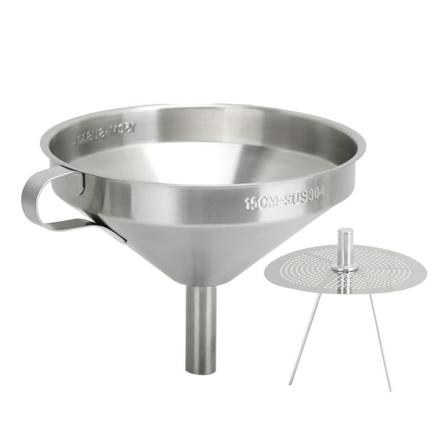 Entonnoir En Acier Inoxydable Haofy Grand 15cm Avec Filtre - Pour Huile, Vin, Café, Liquides Et Cuisine