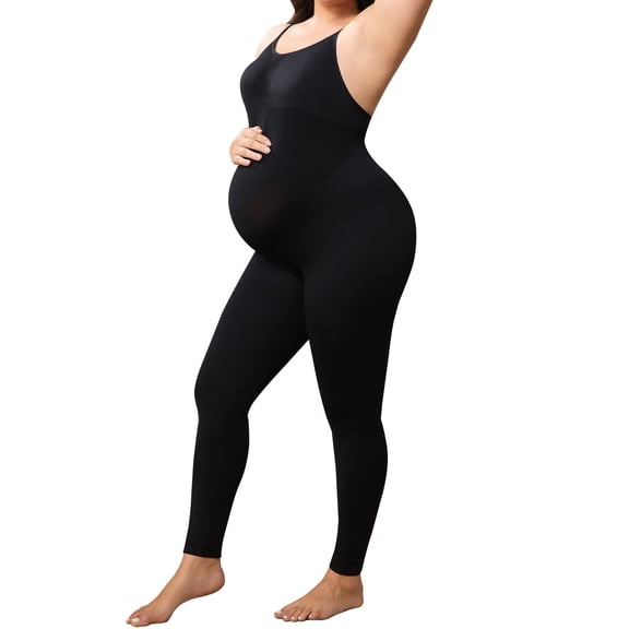 Athlemo Maternity Workout Romper Pregnancy One Piece Seamless Spaghetti Strap Jumpsuit