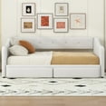 thumbnail image 3 of Convertible Sofa Bed with Storage Drawers - Twin XL to King Size Daybed for Small Apartments, Modern Beige Fabric, Space-Saving Furniture with Built-In Organization, 3 of 9