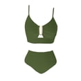 thumbnail image 3 of High Waisted Bikini Sets for Women Tummy Control 2 Piece Bathing Suit U-Wire Push up Texture Beach Swimsuit Army Green 2XL, 3 of 4