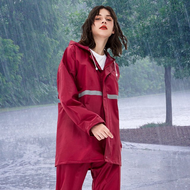 YAOMOBB Split Design Raincoat Waterproof Raincoat Suit for Cycling High gloss Reflective Strip Breathable with Elastic Cuffs Outdoor Sports Windbreaker