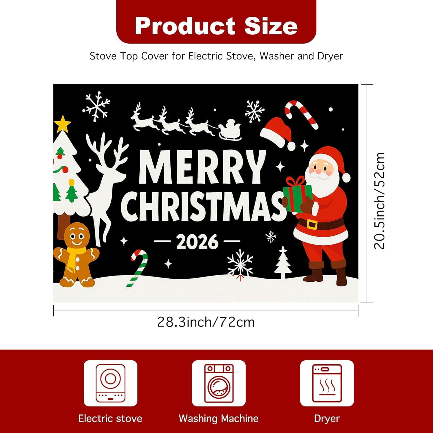 Nativity Scene Stove Top Cover 28x20 Inch Glass Top Protector Christmas Religious Kitchen Counter Mat Heat Resistant Silicone Cooktop Cover Holiday Decoration