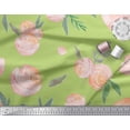 thumbnail image 3 of Soimoi Green Satin Silk Fabric Leaves & Peach Floral Watercolor Print Fabric by Yard 42 Inch Wide, 3 of 3