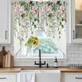 thumbnail image 6 of Sage Green Eucalyptus Swag Curtains for Kitchen/Bedroom/Living Room, Summer Spring Weeping Leaves Botanical Scalloped Curtains 63 Inch Long, Window Swag Topper Curtains Valances 2 Panels Set 36"x63", 6 of 8