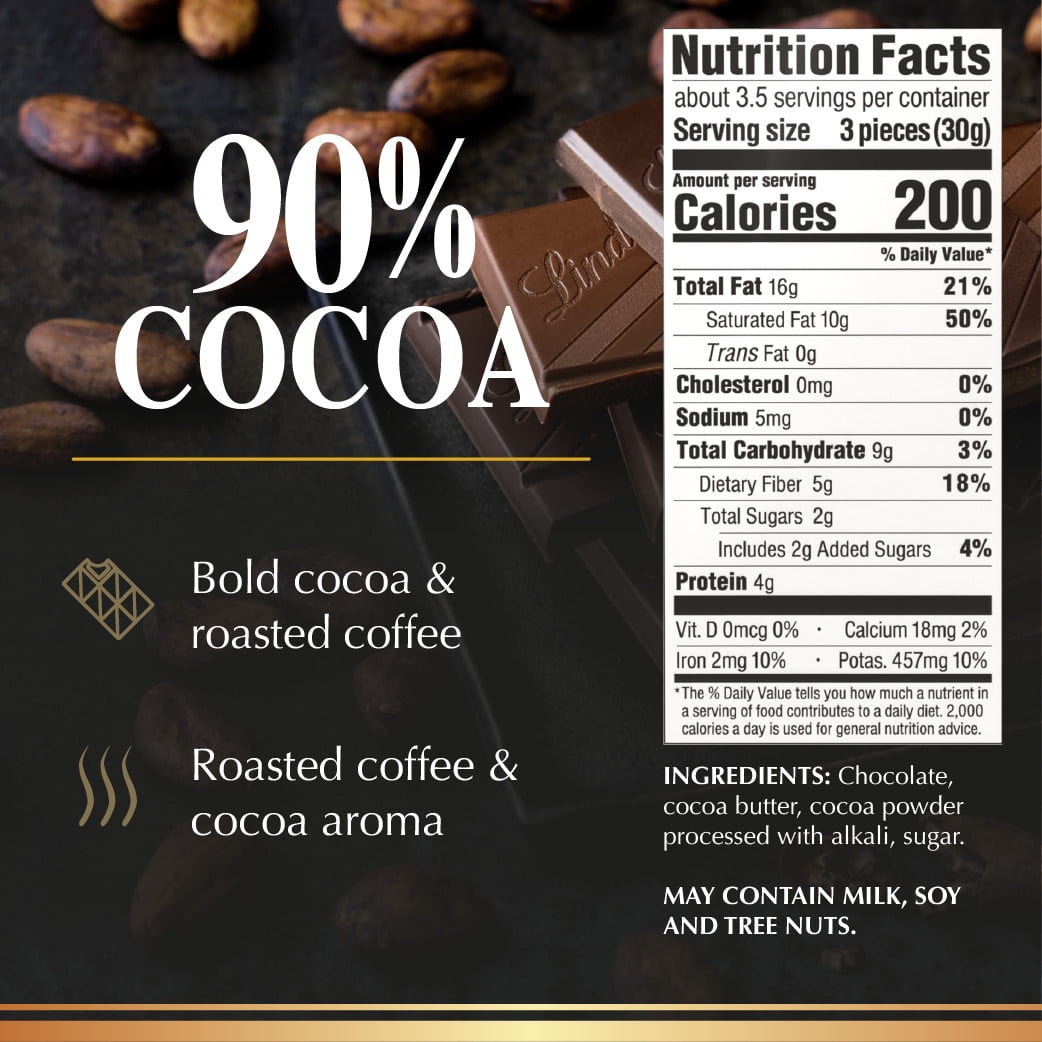 Lindt 2-Pack, EXCELLENCE 90% Cocoa Dark Chocolate Bar, Easter Chocolate Candy, 3.5 oz.